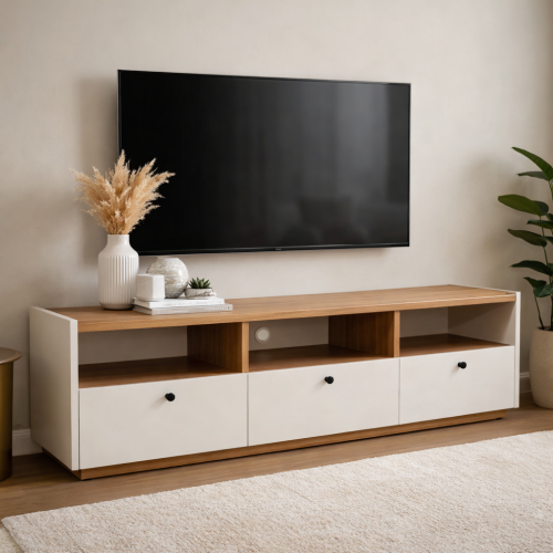 طاولة تلفاز - أبيض