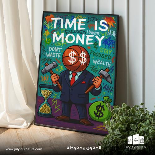 لوحة جدارية - TIME IS MONEY
