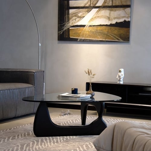 طاولة قهوة ، نيو كلاسيك, اسود زجاج اسود