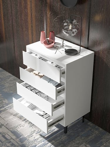 خزانة فاخرة 4 ادرج ، ابيض