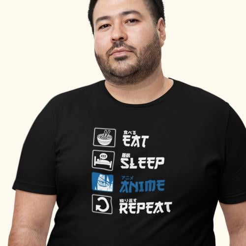 تي شيرت مقاس كبير T-Shirt Big Size Eat Sleep Anime