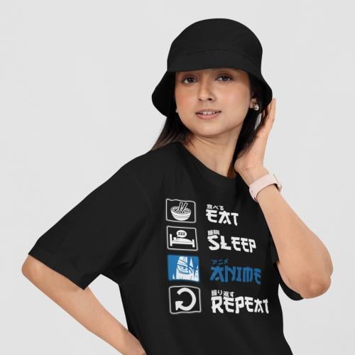 تي شيرت اوفر سايز Oversize T-Shirt Eat Sleep Anime