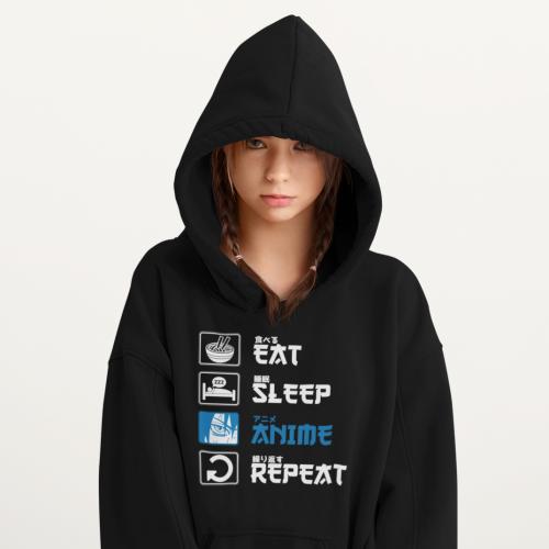 بلوفر Hoodie Eat Sleep Anime