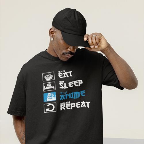 تي شيرت اوفر سايز Oversize T-Shirt Eat Sleep Anime