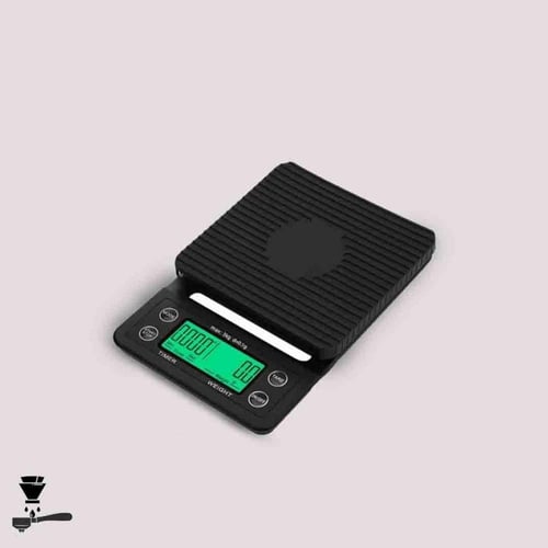 ميزان قهوة رقمي مع مؤقت باللون الأسود مناسب للتقطي...