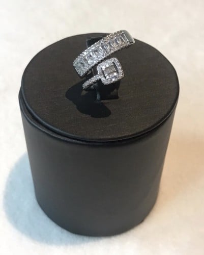 خاتم زركون مطلي لون فضي