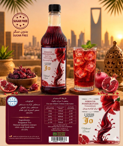 مركز كركدية رمان بدون سكر Sugar-Free Hibiscus Pome...