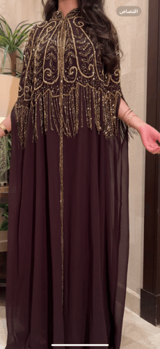 جلابيه مع فستان داخلي مشغولة بالخرز والشك الفاخر ب...