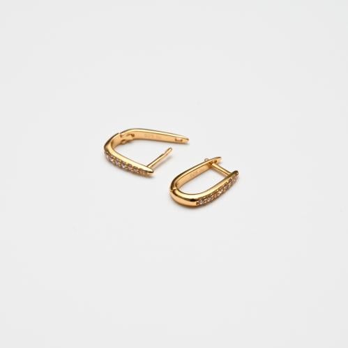 حلق اذن ذهبي كاتشي علي شكل حرف U مرصعة بفصوص صغيرة