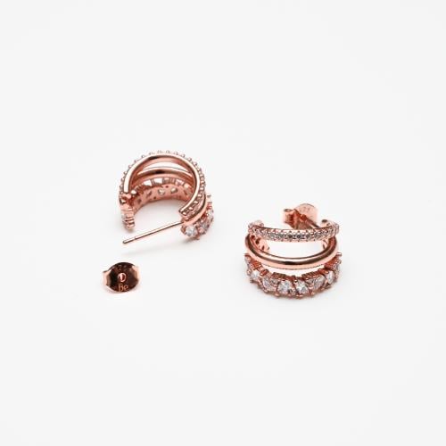 حلق اذن روز جولد برايت متعدد الطبقات مرصعة بفصوص