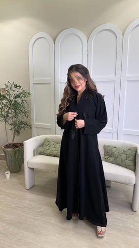 B049-بليزر بقماش كريب مع شك اسود فاخر