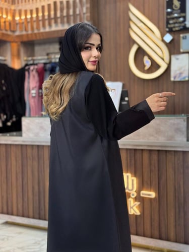 B071 عباية ميار بقماش تفته كوري تدخيلات ملكي شك اس...
