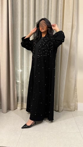 B017-عباية نغم بقماش سراميك شك