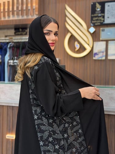 B072-كولكشن العيد عباية ميلا بقماش ملكي مشغوله بكل...