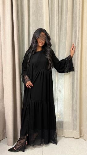 B03-كولكشن العيد عباية نجلا بقماش كريب ملكي كسرات...