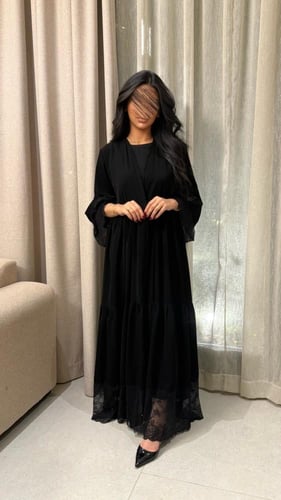 B03-كولكشن العيد عباية نجلا بقماش كريب ملكي كسرات...