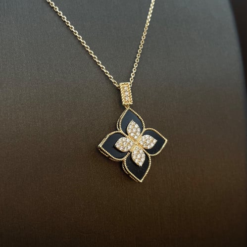 عقد فلاور كوين اسود عيار 18. الطول 50 سم. الوزن 6....