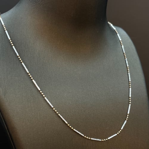 سلسال ذهب ابيض واصفر عيار 18. الطول 45 سم. الوزن 2...