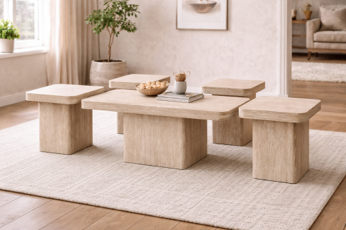 طقم طاولات شاي مستطيل بتصميم عصري (1+4)