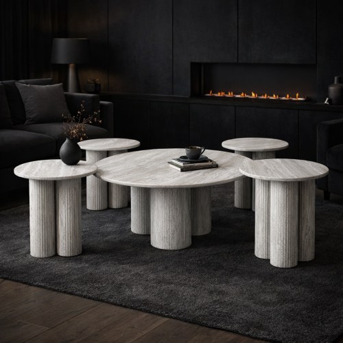 طقم طاولات ريفيرا رمادي – (Riviera Table Set (4+1