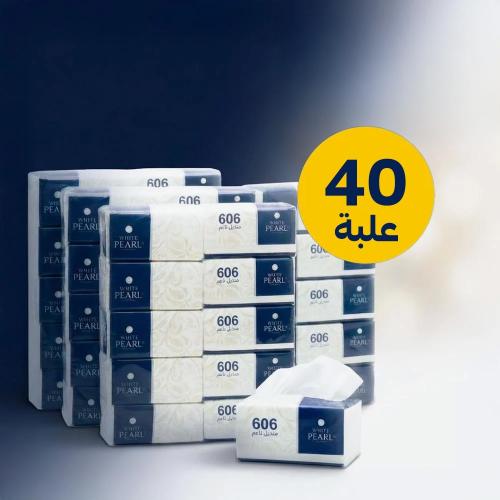 606 منديل مفرد 4 طبقات 40 علبة