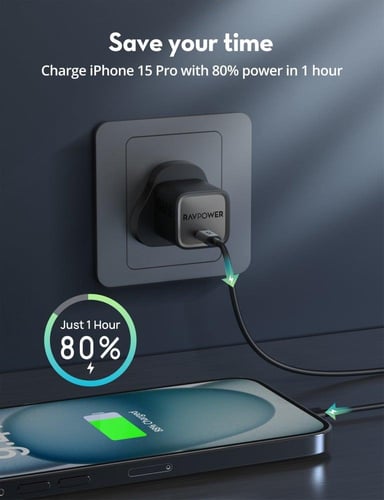 شاحن جداري راف باور بمنفذ تايب سي بقوة 20 واط - اس...