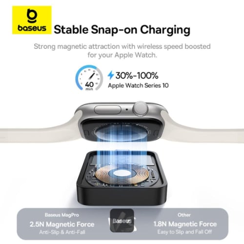 بيسوس ماج برو شاحن لاسلكي مغناطيسي لساعة ابل