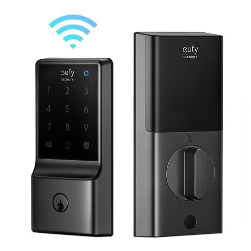 يوفي - قفل الباب الذكيE110 مع Wi-Fi مدمج - اسود