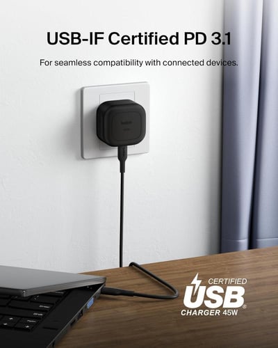 شاحن جداري بيلكن بقوة 45 واط بمنفذ تايب سي مع سلك...