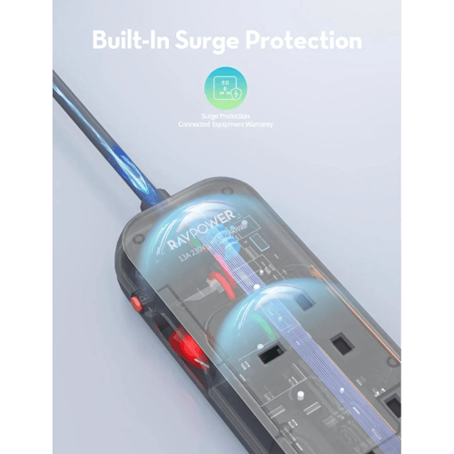 راف باور - توصيلة 6 منافذ بقوة 2990 واط رمادي