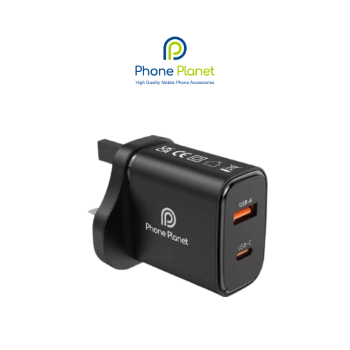 شاحن جداري بمنفذين USB-C + USB-A – فيش ثلاثي – من...