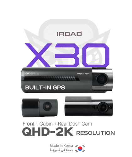 IROAD X30 داش كام ثلاثية - أمامية خلفية داخلية بدق...