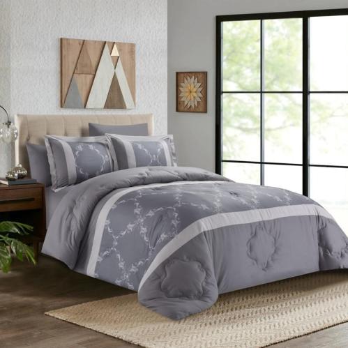 Gray colored duvet set, double size, cotton, 6 pieces