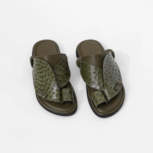 حذاء شرقي ايطالي طبي أخضر زيتوني مائل إلى الداكن