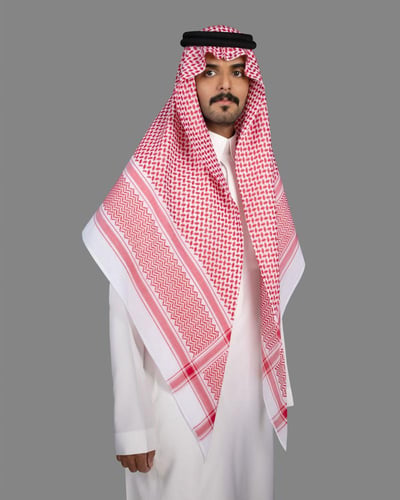 شماغ البسام البصمة 30 ختم أحمر وأبيض