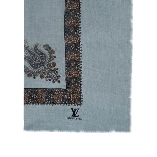 شال كشمري لويس فيتون فضي تطرز بني