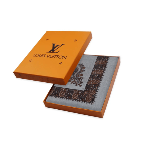 شال كشمري لويس فيتون فضي تطرز بني