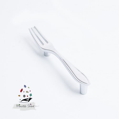 456 - مقبض بشكل شوكة لون ( فضي ) - قطعتين