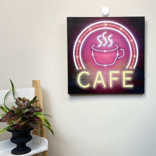 لوحة قماشية مضيئة لفنجان قهوة عيد مبارك