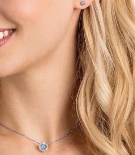 سلسال وحلق بكرستال ازرق متحرك سوارفسكي