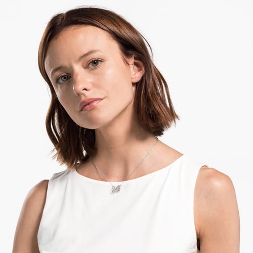 سلسال البطه بكرستال ابيض متحرك من سوارفسكي