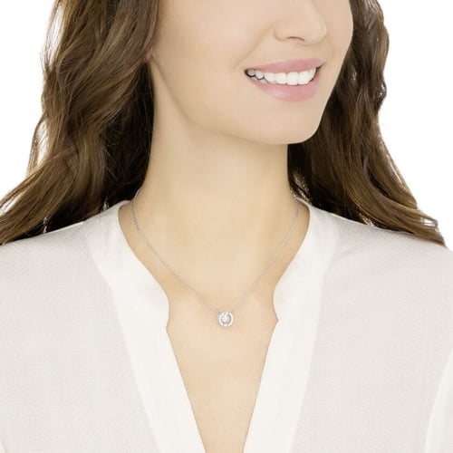 سلسال وحلق بكرستال أبيض متحرك من سوارفسكي