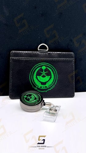 محفظة بطاقة عمل (911) مع تعليقة اسود اخضر