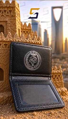 محفظة بطاقة عمل الحرس الملكي اسود وجهين
