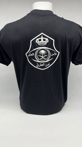 فنيلة اسود شعار أمن الطرق طباعة ابيض وجهين