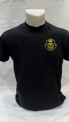 فنيلة اسود شعار الامن الدبلوماسي طباعة اصفر وجهين