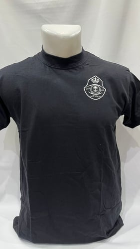 فنيلة اسود شعار دوريات الأمن طباعة ابيض وجهين