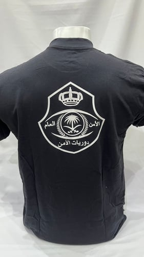 فنيلة اسود شعار دوريات الأمن طباعة ابيض وجهين