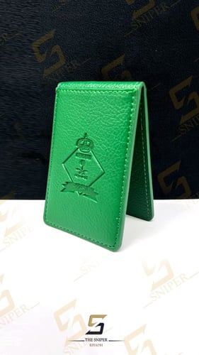 محفظة بطاقة الجوازات طولي أخضر جيب حفر