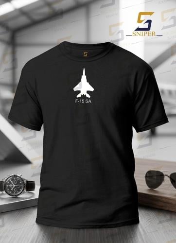 فنيلة اسود F -15 SA طباعة ابيض على الصدر